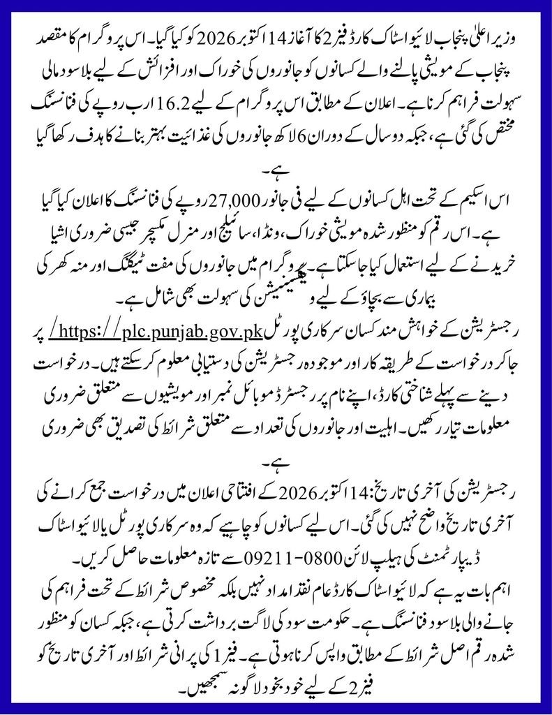 CM Punjab Livestock Card Phase 2